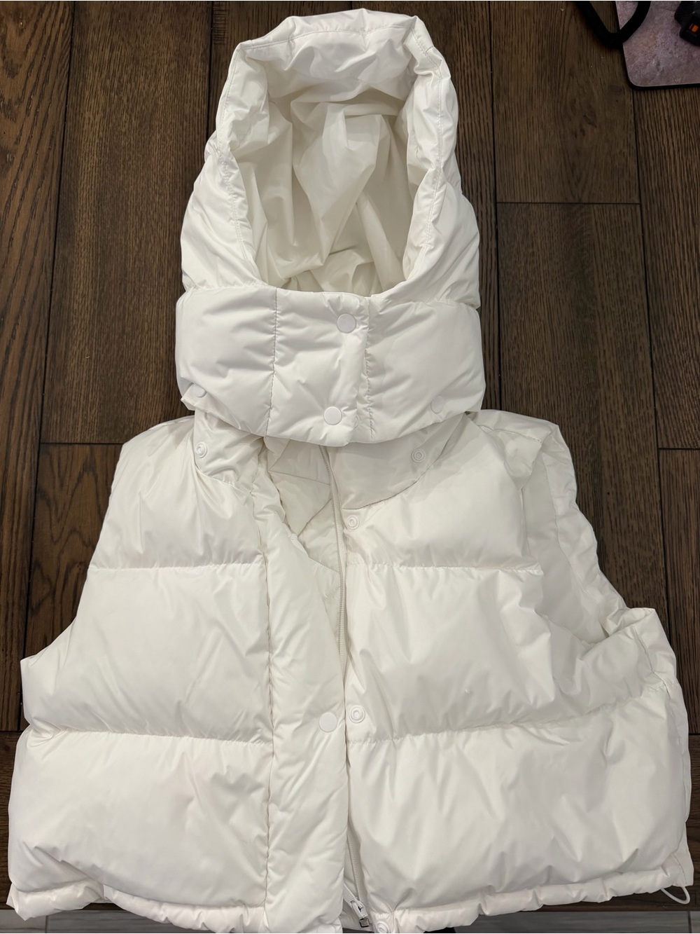 Lululemon Wunder Puff Cropped Vest Size 8 White Down Puffer Removable Hood
